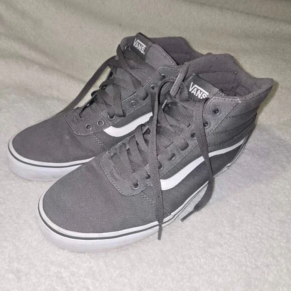 VANS Mens Ward Hi Top Off the Wall Gray Canvas Sneakers, Size: 11 - Picture 2 of 7